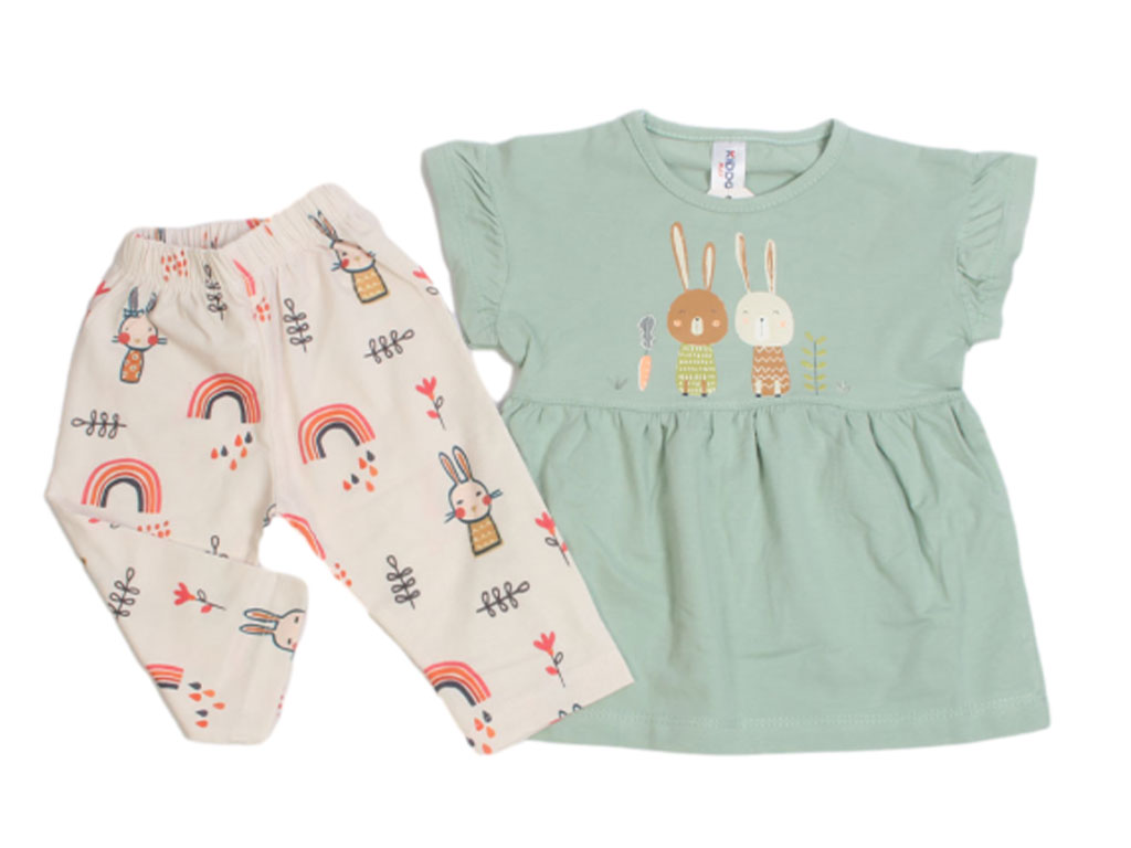 تونیک و شلوار نوزادی دخترانه طرح خرگوش کیدومکس kido max