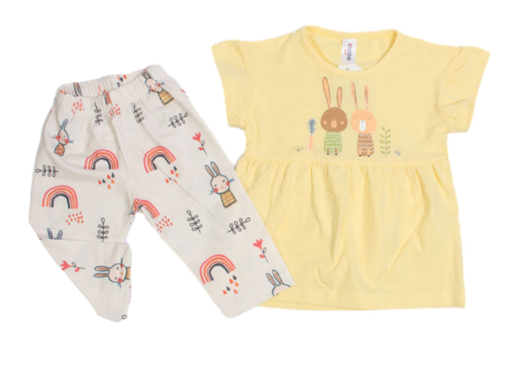 تونیک و شلوار نوزادی دخترانه طرح خرگوش کیدومکس kido max