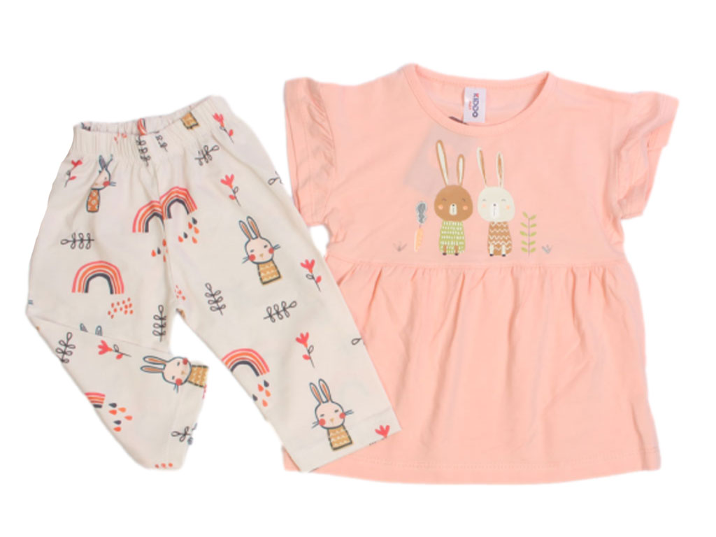 تونیک و شلوار نوزادی دخترانه طرح خرگوش کیدومکس kido max