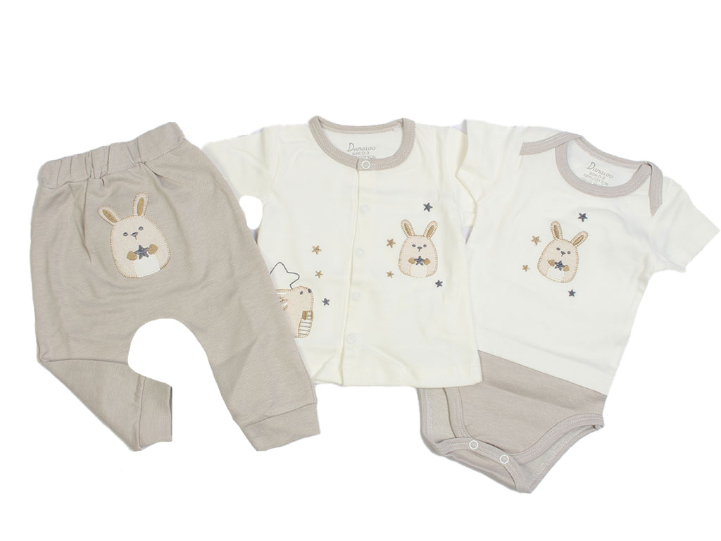 ست 3 تکه نوزادی دخترانه طرح خرگوش و ستاره دانالو Danaloo