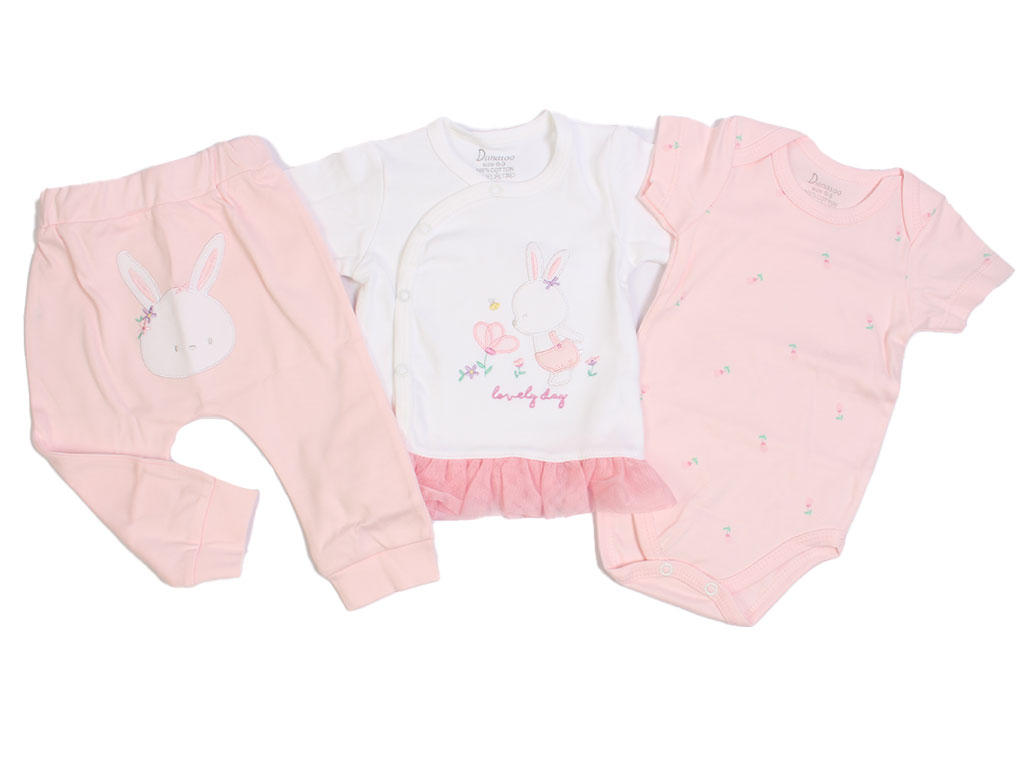 ست 3 تکه نوزادی دخترانه طرح خرگوش دانالو Danaloo