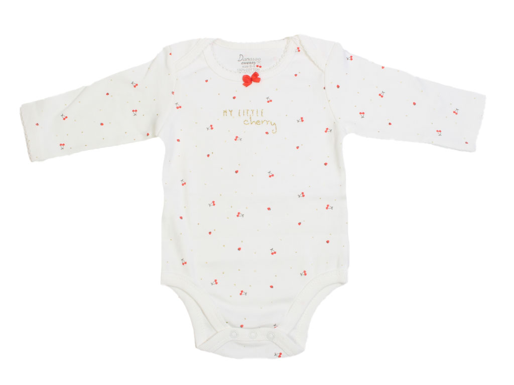 بادی آستین بلند نوزادی دخترانه طرح گیلاس cherry دانالو Danaloo