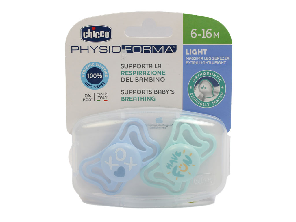 پستانک ارتودنسی دو عددی مدل لایت، فیزیو فارما (شبرنگ) چیکو chicco مناسب 16-6 ماه