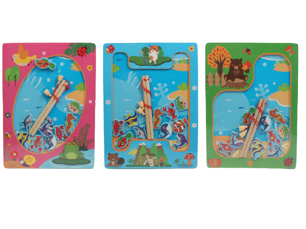 اسباب بازی ماهیگیری چوبی مدل مگنتی کفی دار