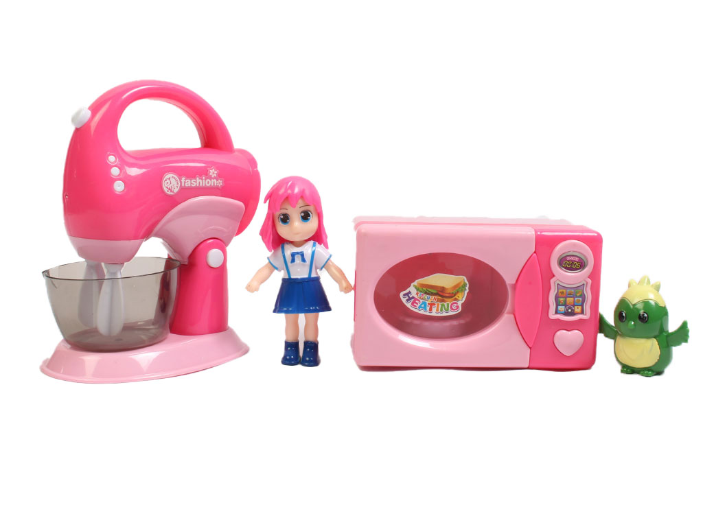 ست اسباب بازی لوازم خانگی چراغ دار و موزیکال به همراه فیگور و لوازم جانبی