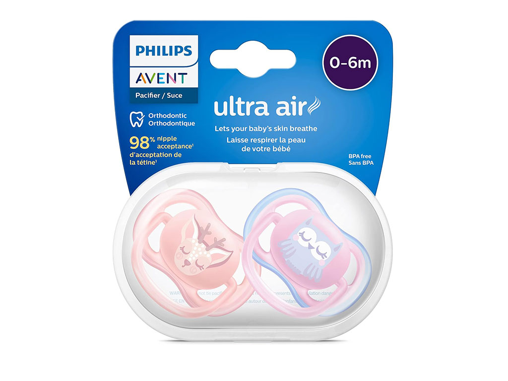 پستانک ارتودنسی دو عددی نوزادی 6-0 ماه مدل ultra air فیلیپس اونت philips avent