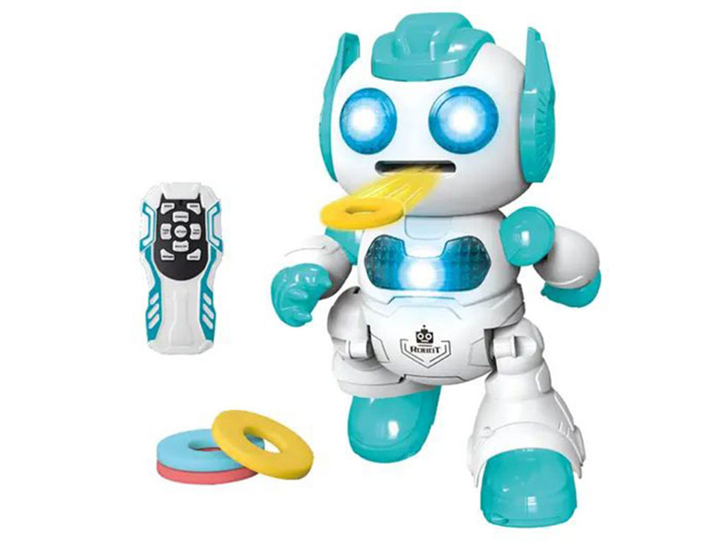 ربات حرکتی، موزیکال و چراغ دار کنترلی دیسک پرتاب کن اسباب بازی