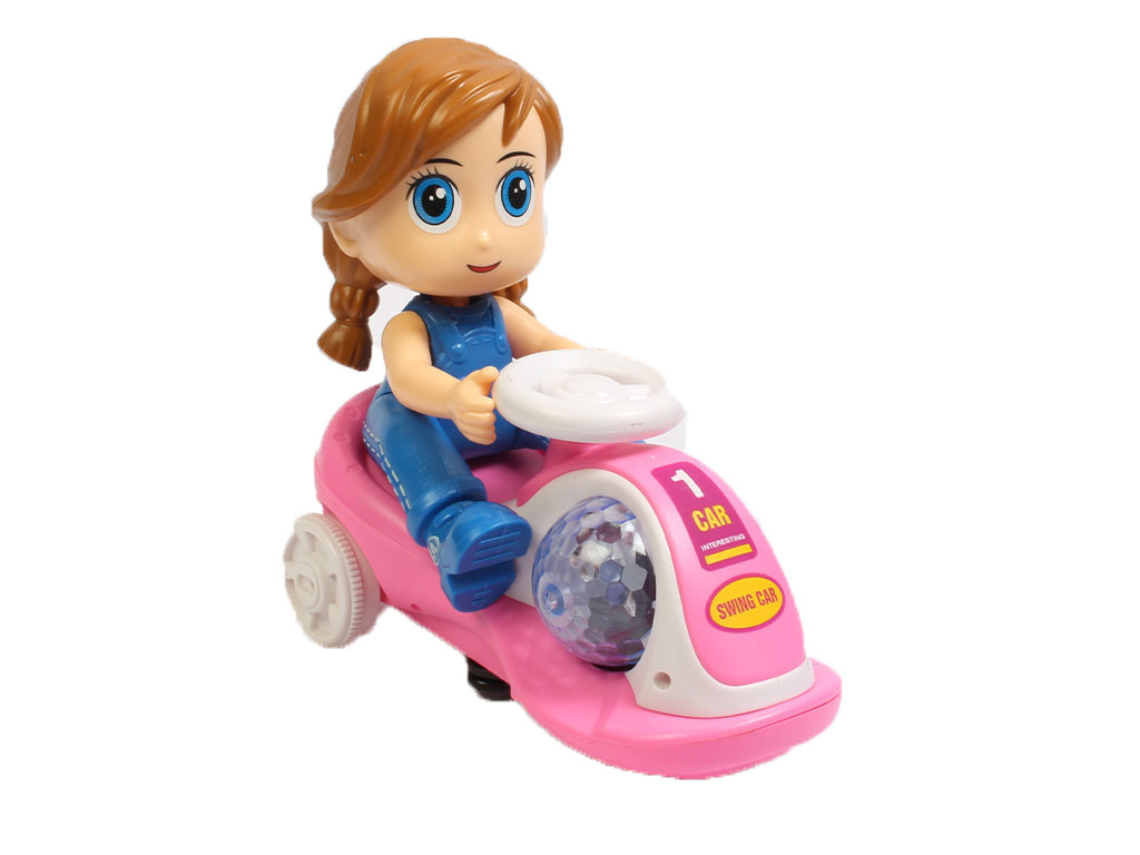 دختر راننده با ماشین چراغ دار و موزیکال اسباب بازی