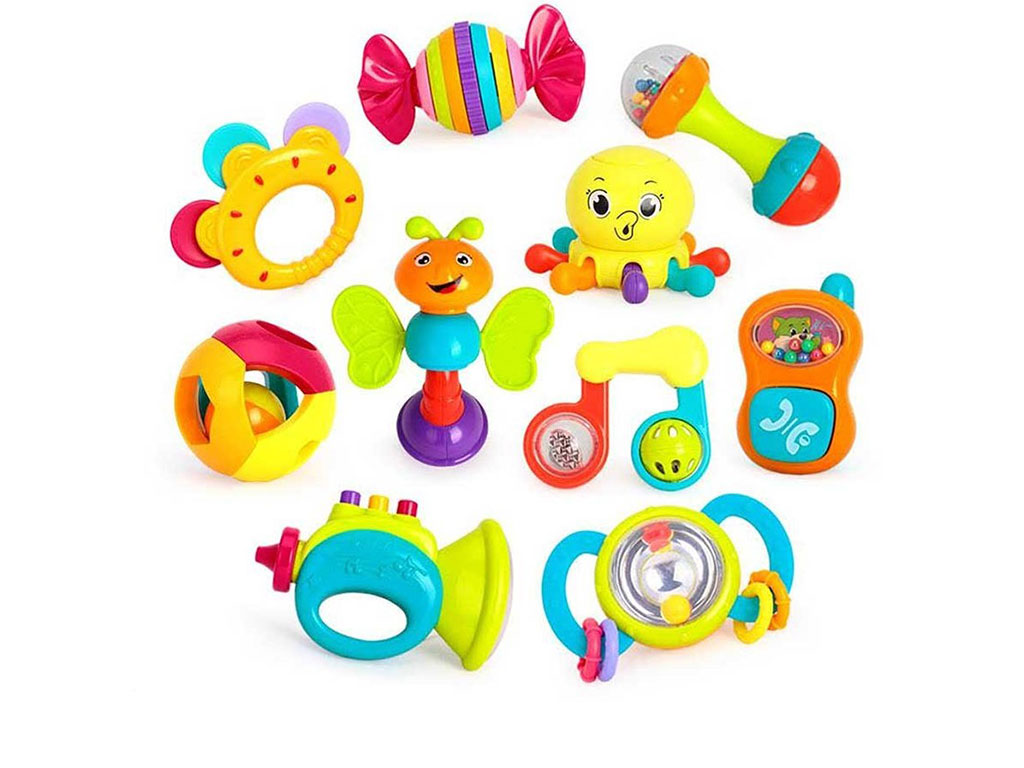 ست جغجغه و دندانگیر نوزادی 10 عددی هولی تویز hola