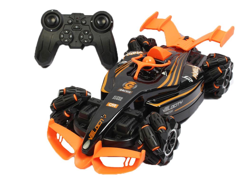 ماشین مسابقه کنترلی، شارژی، دودزا، موزیکال و چراغ دار چهار چرخ کپسولی اسباب بازی