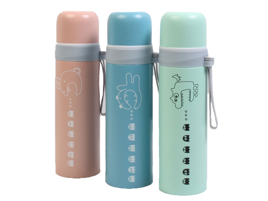 فلاسک استیل حجم 500 میلی لیتر طرح دار با بند سیلیکونی