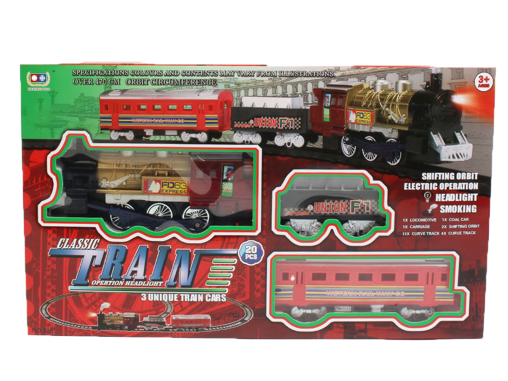 قطار کلاسیک موزیکال، چراغ دار و دودزا اسباب بازی(20قطعه)