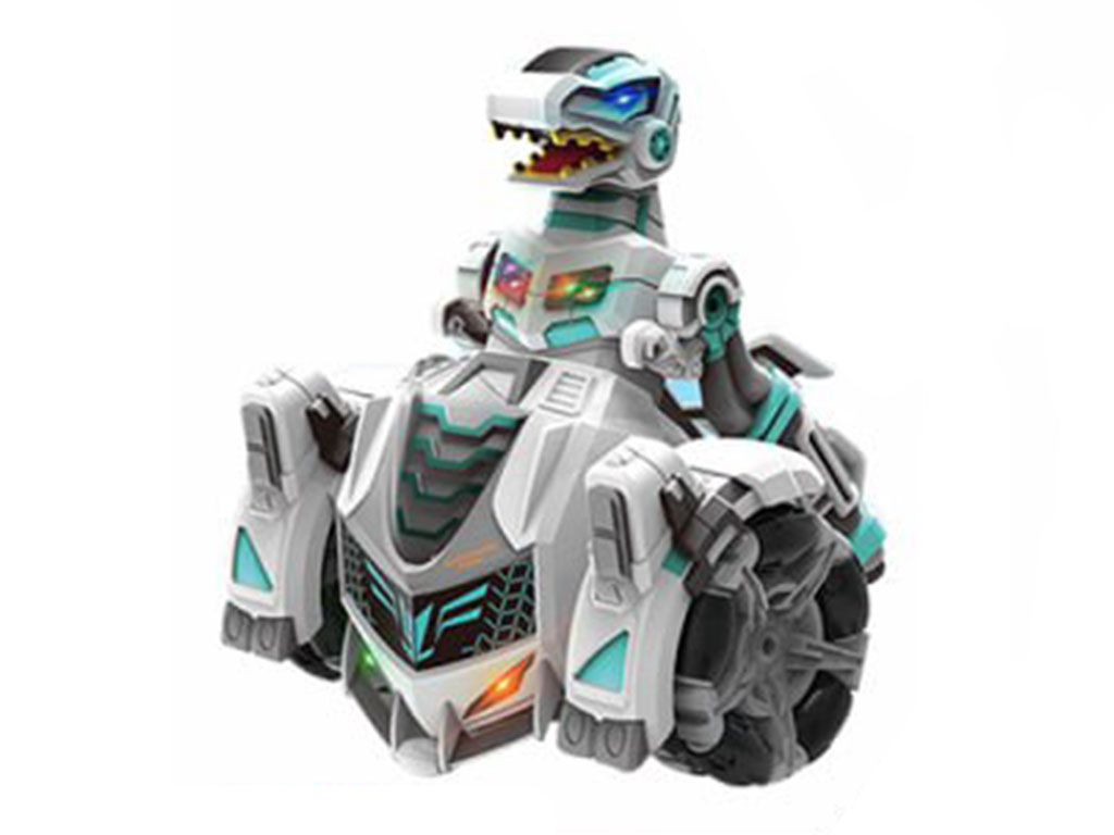 ماشین دیوانه کنترلی، شارژی، چراغ دار، موزیکال با چرخش 360 درجه ربات تبدیل شونده دایناسور اسباب بازی