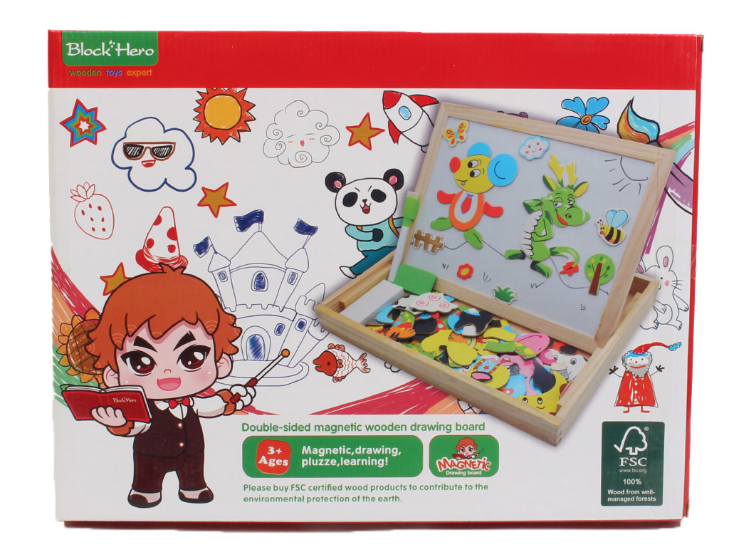 تخته چوبی دو طرفه نقاشی و پازل مگنتی