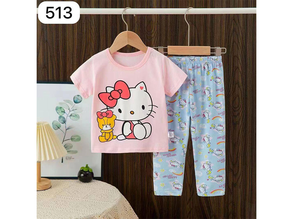 تیشرت و شلوار راحتی دخترانه طرح هلوکیتی جیجی بیر jiji beier