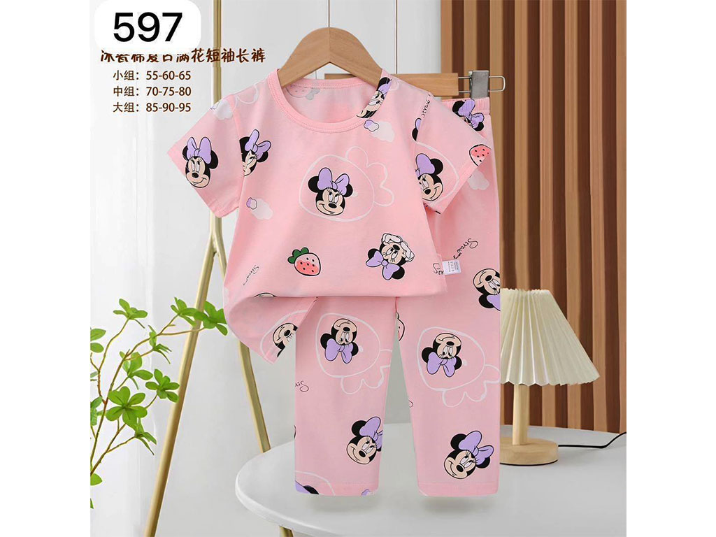 تیشرت و شلوار راحتی دخترانه طرح مینی موس و توت فرنگی کو باو kubao