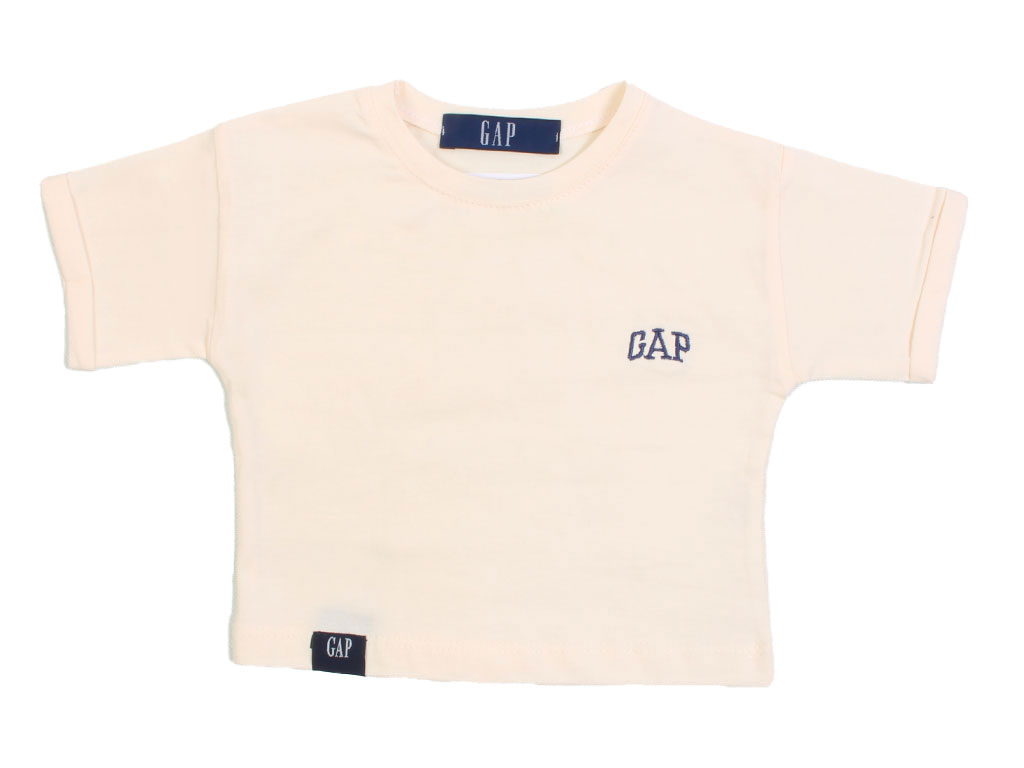 تیشرت آستین کوتاه نوزاد و کودک پسرانه کرم رنگ گپ gap