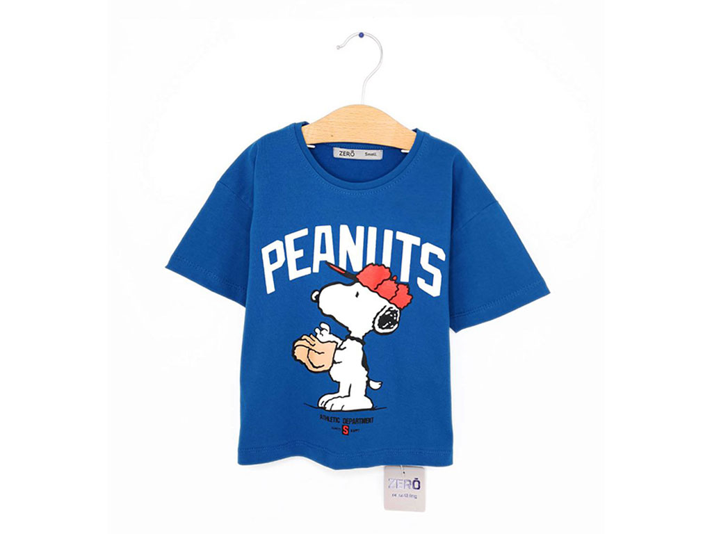 تیشرت پسرانه طرح اسنوپی رنگ آبی کبالت زیرو Zero