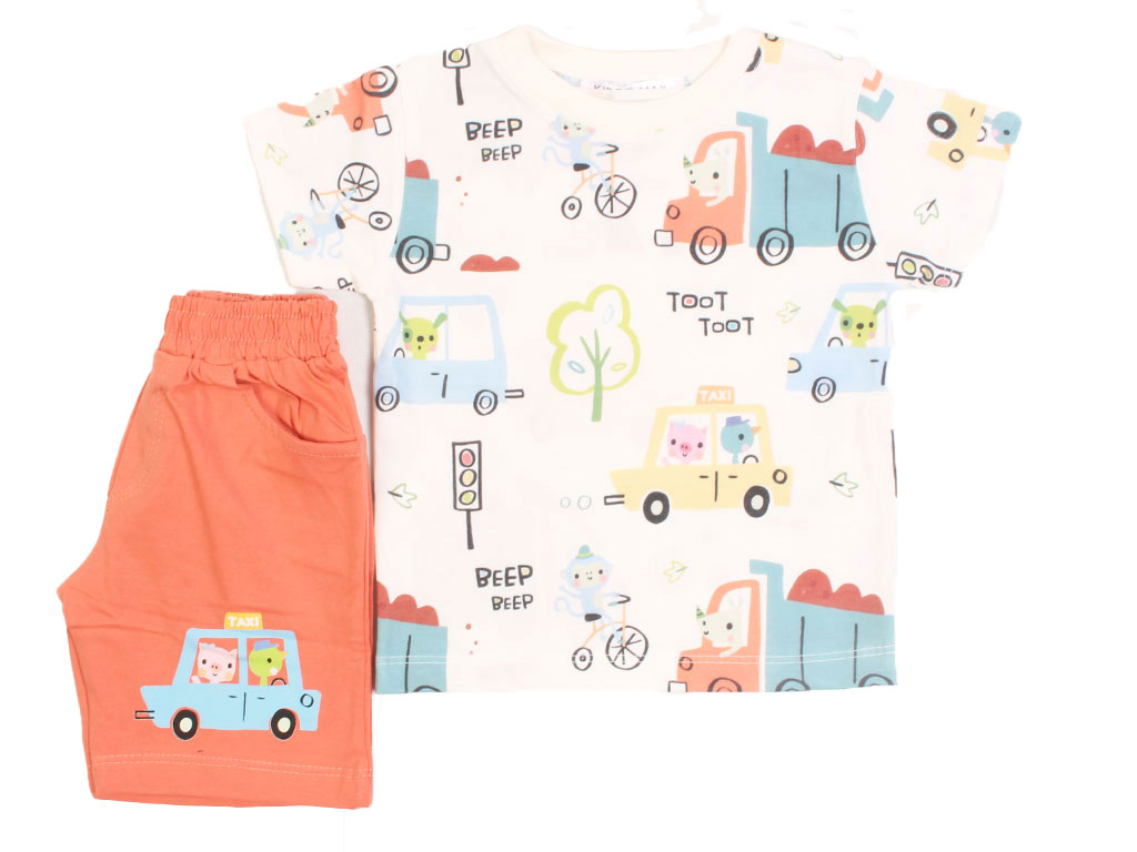 تیشرت و شلوارک راحتی پسرانه طرح حیوانات راننده کیدومکس kido max