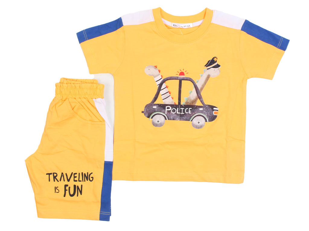 تیشرت و شلوارک راحتی پسرانه طرح دایناسور پلیس کیدومکس kido max