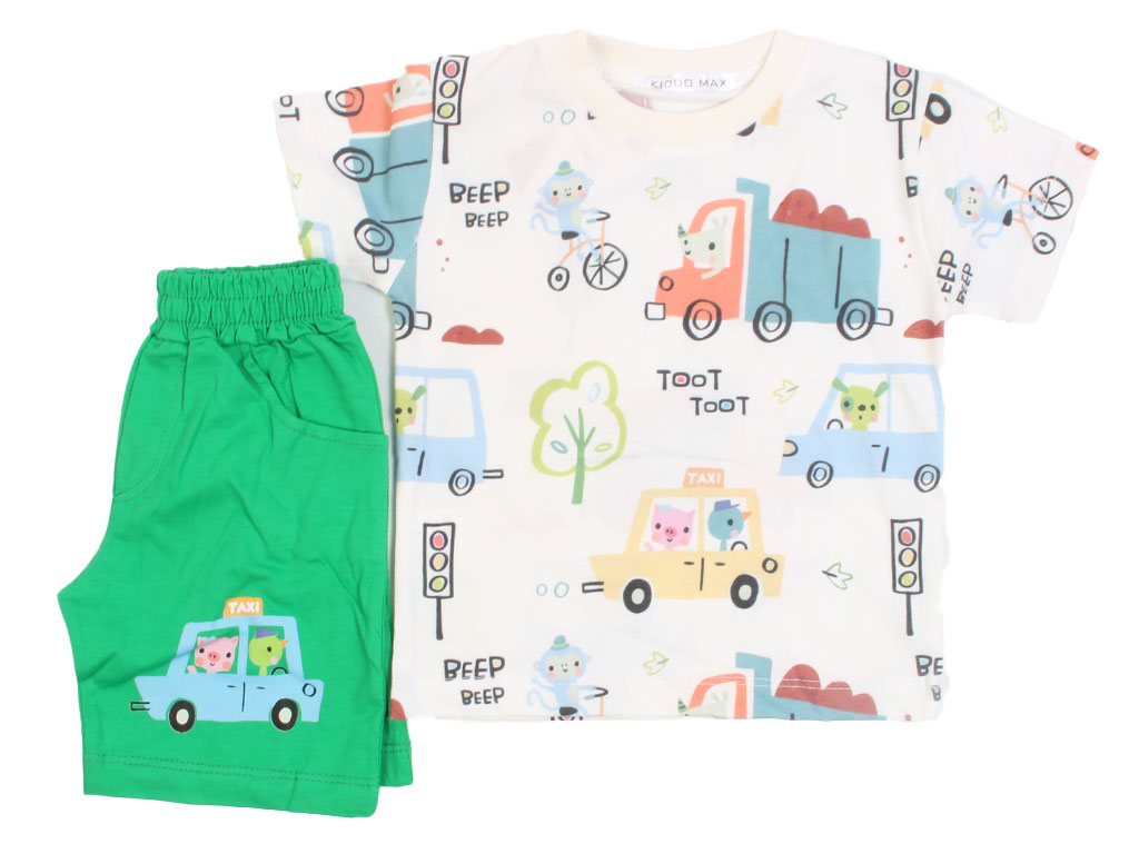 تیشرت و شلوارک راحتی پسرانه طرح حیوانات راننده کیدومکس kido max