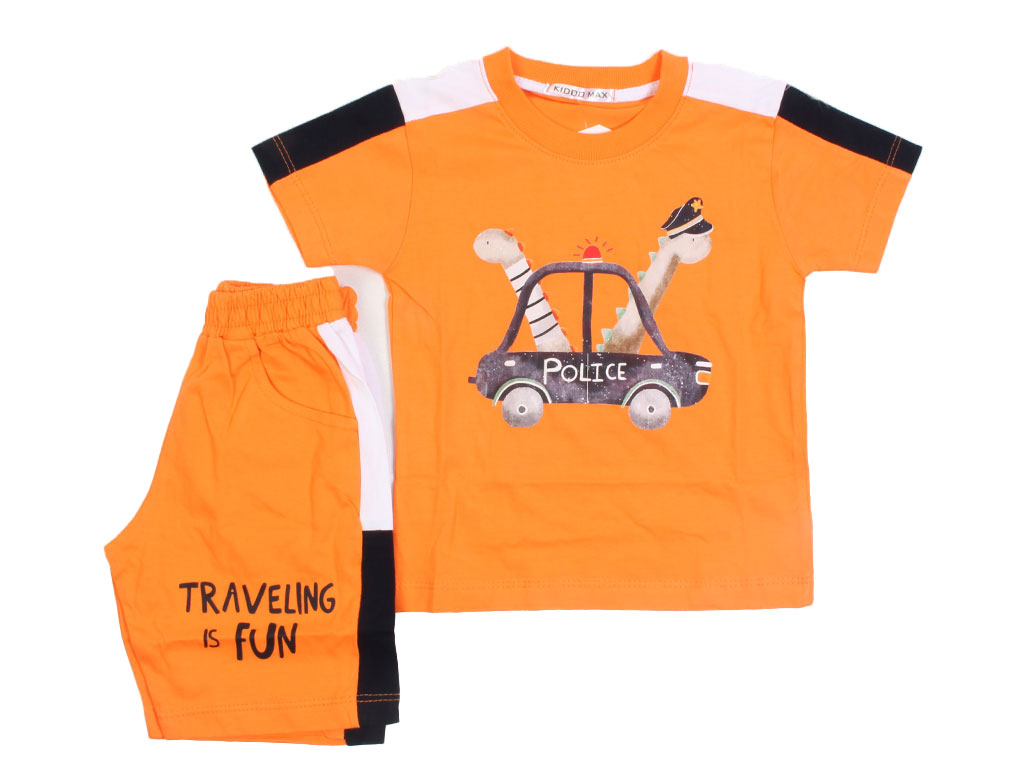 تیشرت و شلوارک راحتی پسرانه طرح دایناسور پلیس کیدومکس kido max