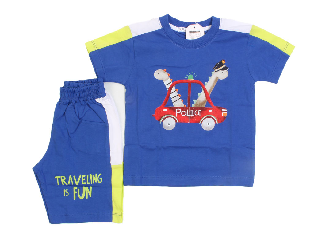 تیشرت و شلوارک راحتی پسرانه طرح دایناسور پلیس کیدومکس kido max