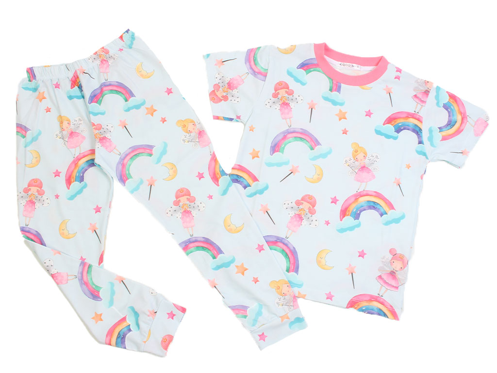 تیشرت و شلوار راحتی دخترانه طرح رنگین کمان و فرشته کیدومکس kido max