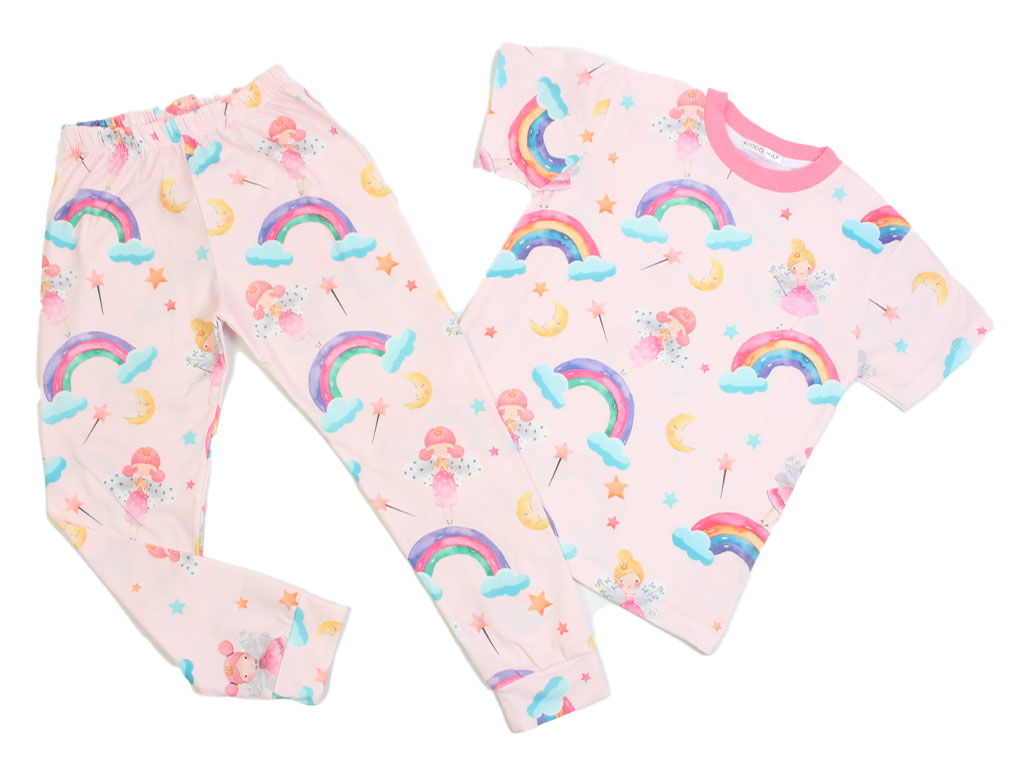 تیشرت و شلوار راحتی دخترانه طرح رنگین کمان و فرشته کیدومکس kido max