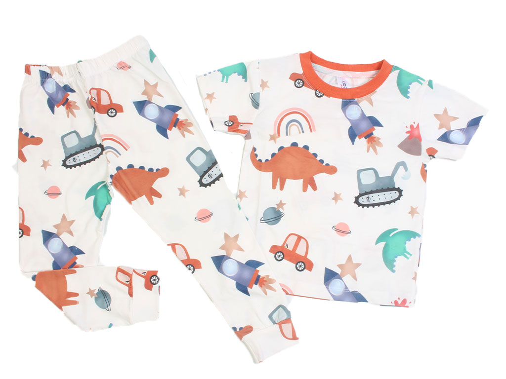 تیشرت و شلوار راحتی پسرانه طرح دایناسور و موشک کیدومکس kido max