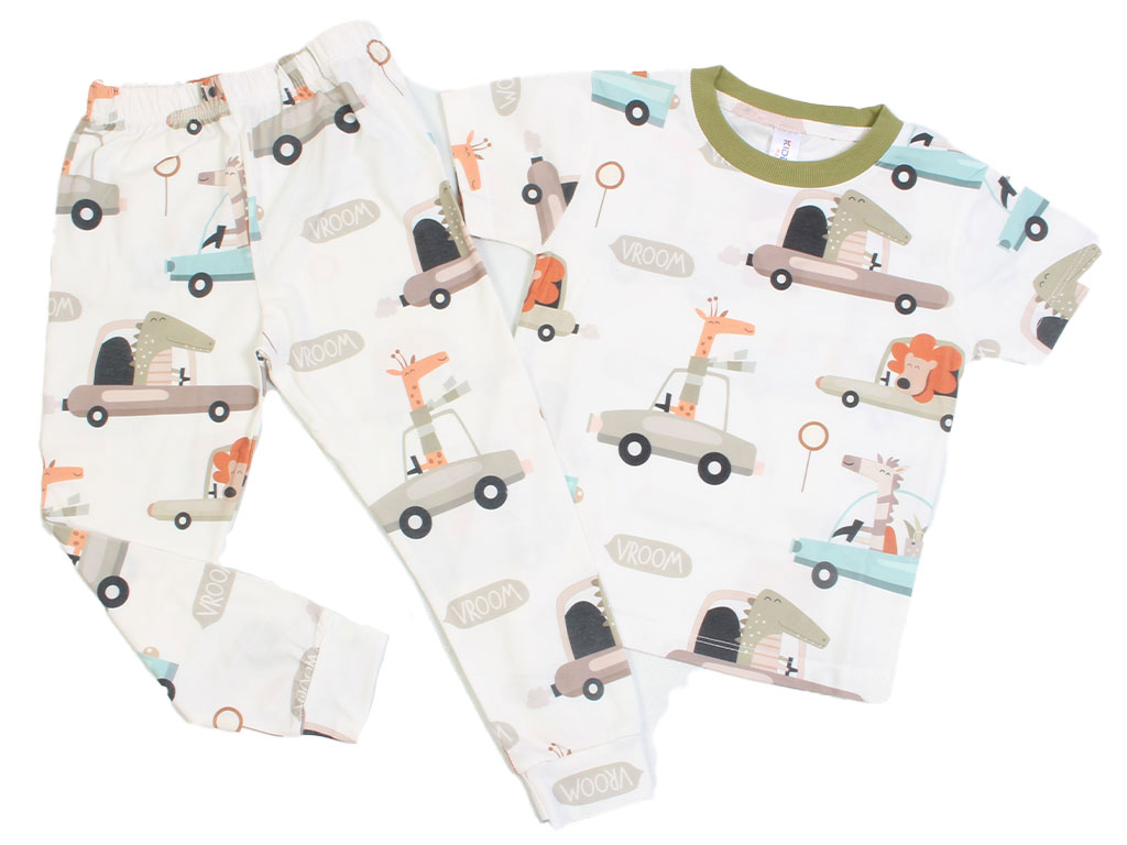 تیشرت و شلوار راحتی پسرانه طرح حیوانات ماشین سوار کیدومکس kido max