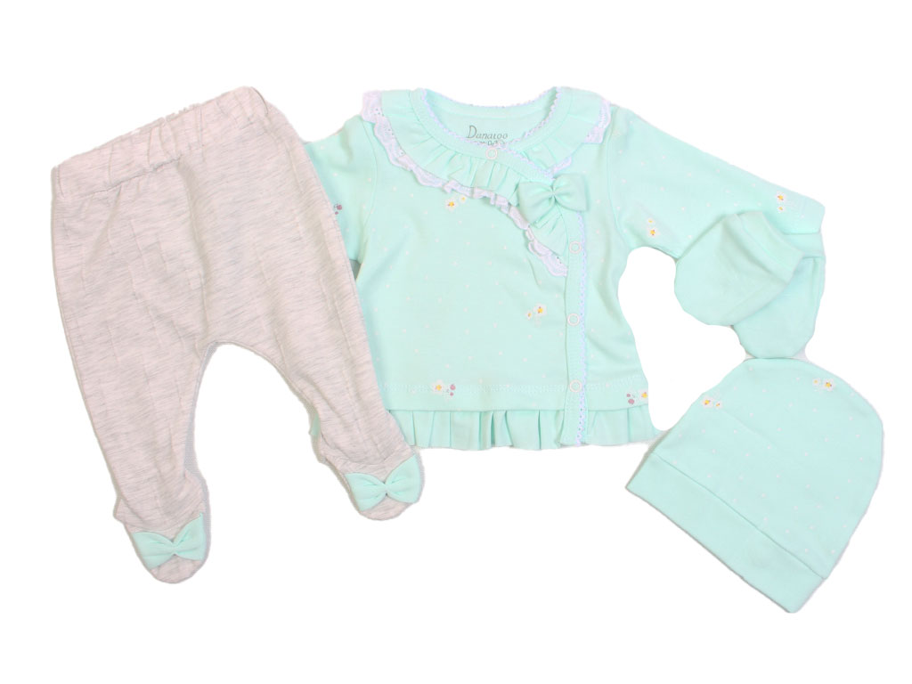ست نوزادی دخترانه 4 تکه طرح گل و پاپیون دانالو Danaloo