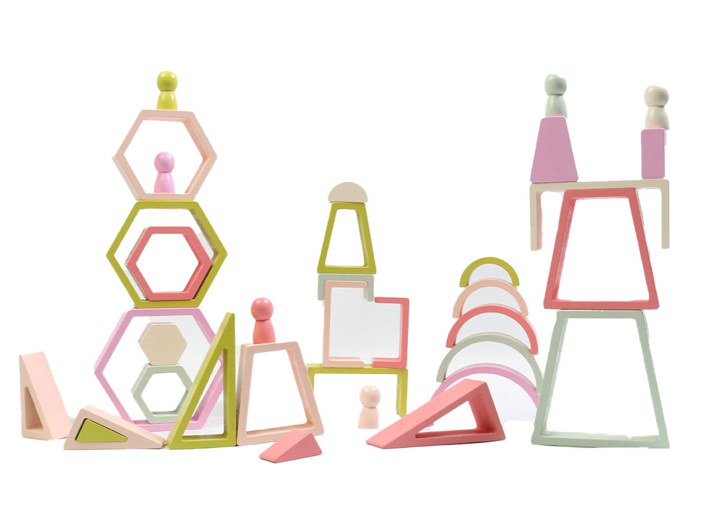 بازی فکری بریکس چوبی 35 قطعه مدل رنگین کمان اسباب بازی