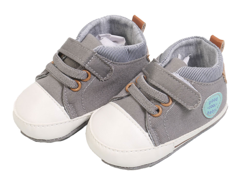 پاپوش نوزادی استپ دار پسرانه خاکستری رنگ طرح آل استار