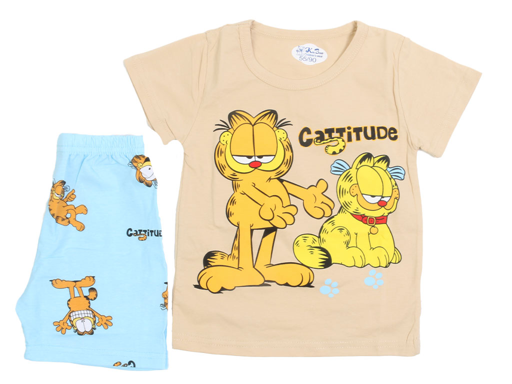 تیشرت و شلوارک راحتی پسرانه طرح گارفیلد کو باو kubao