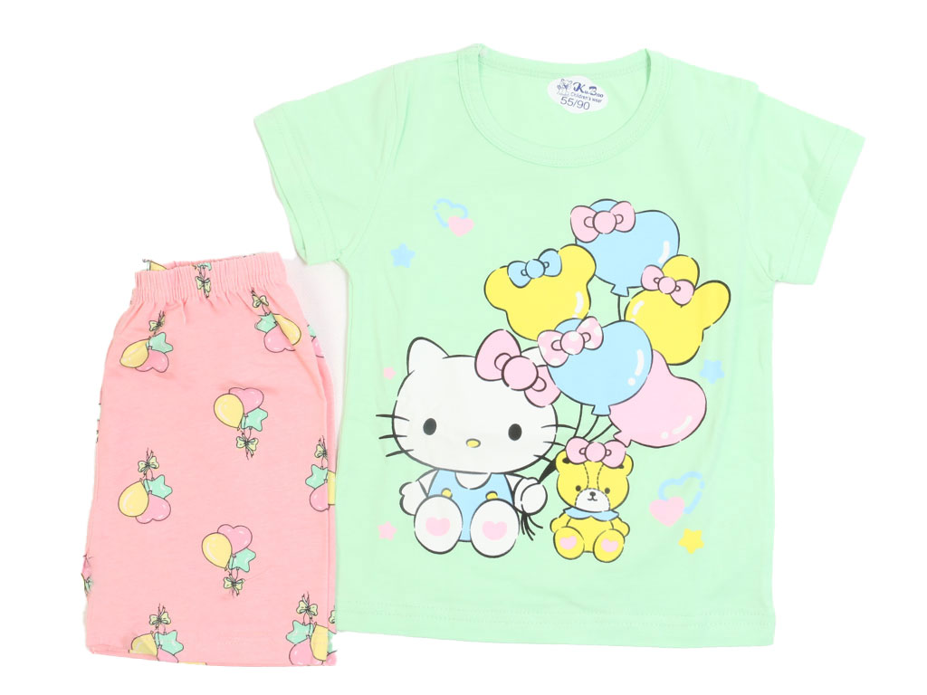 تیشرت و شلوارک راحتی دخترانه طرح هلوکیتی کو باو kubao