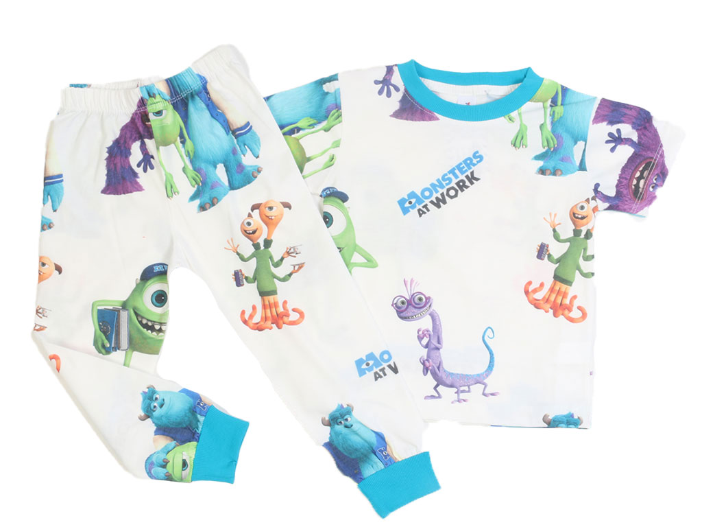 تیشرت و شلوار راحتی پسرانه طرح شخصیت های انیمیشن کارخانه هیولا کیدومکس kido max