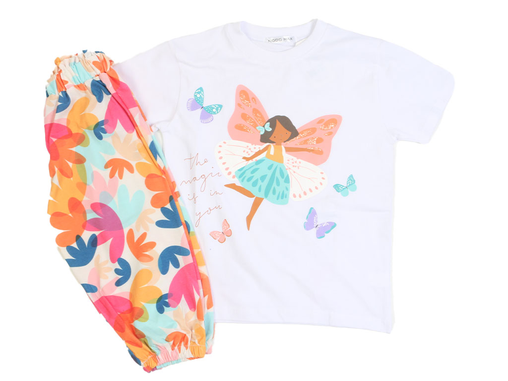 تیشرت و شلوارک راحتی دخترانه طرح فرشته و پروانه کیدومکسkido max