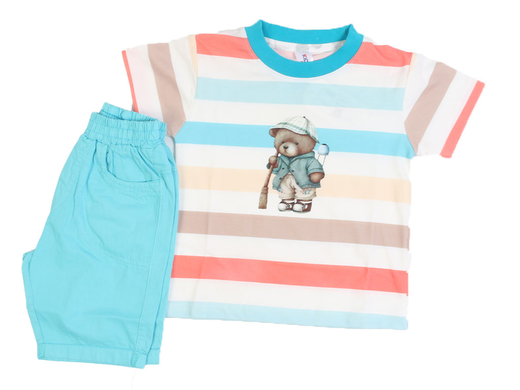 تیشرت و شلوارک کتان پسرانه طرح خرس کیدومکس kido max