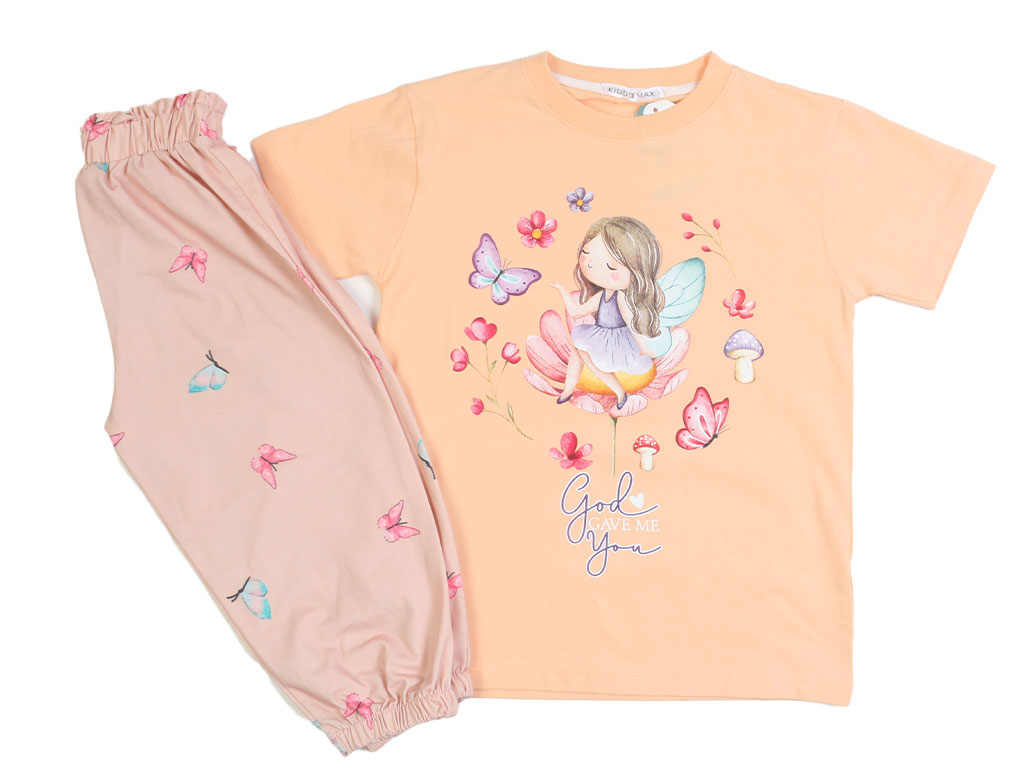 تیشرت و شلوارک راحتی دخترانه طرح دار کیدومکس kido max