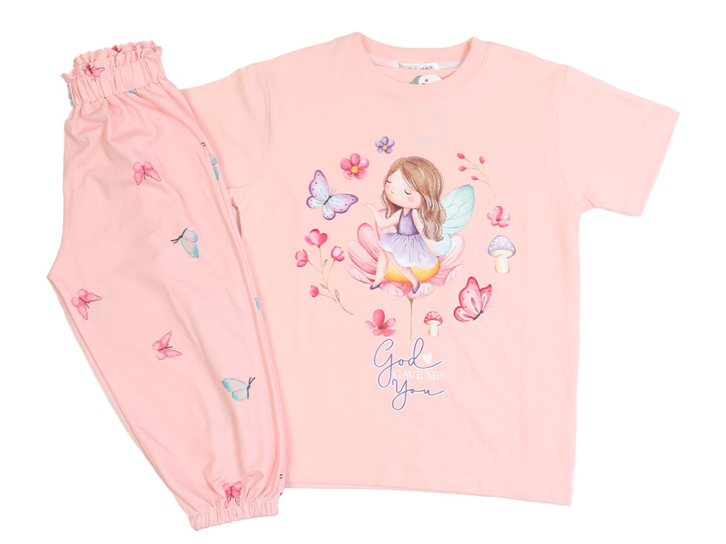 تیشرت و شلوارک راحتی دخترانه طرح دار کیدومکس kido max