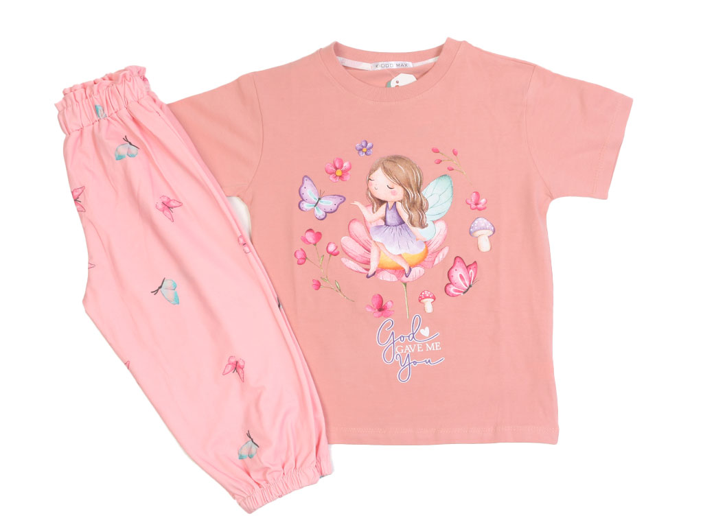 تیشرت و شلوارک راحتی دخترانه طرح دار کیدومکس kido max