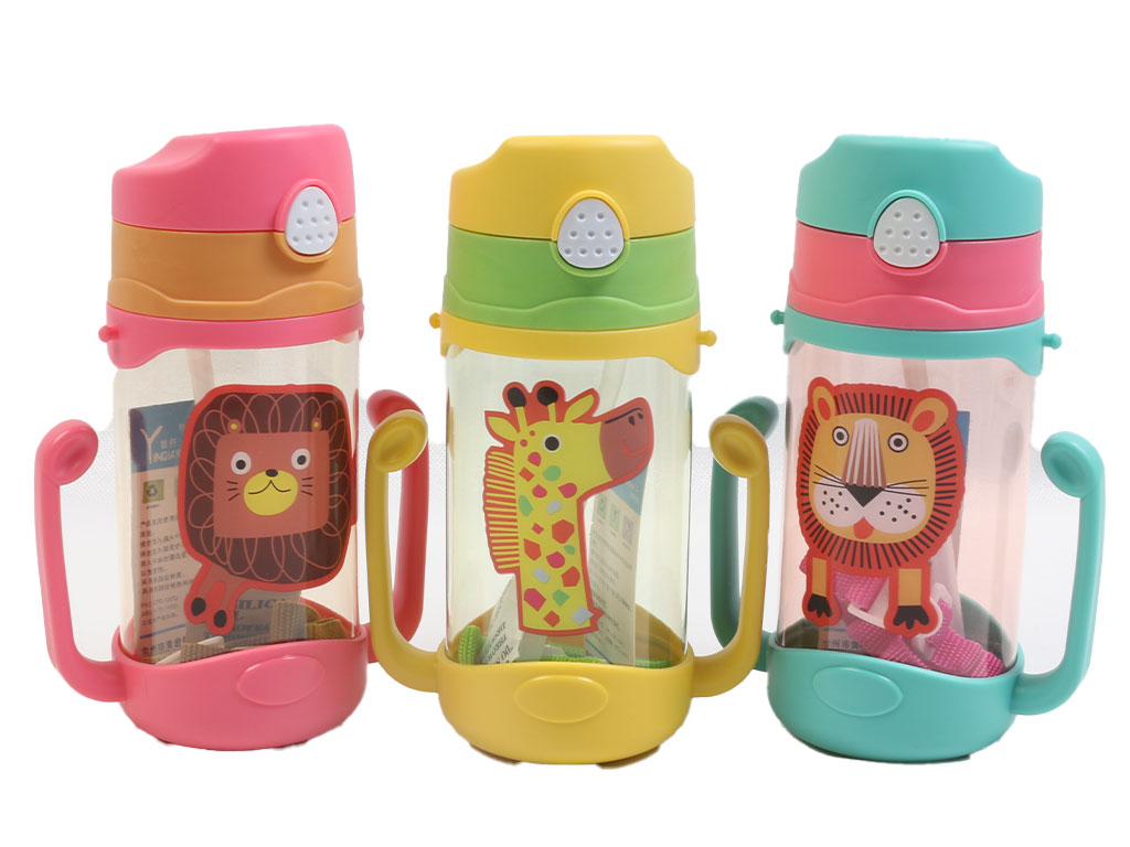 لیوان نی دار دسته دار حجم 450 میلی لیتر طرح حیوانات