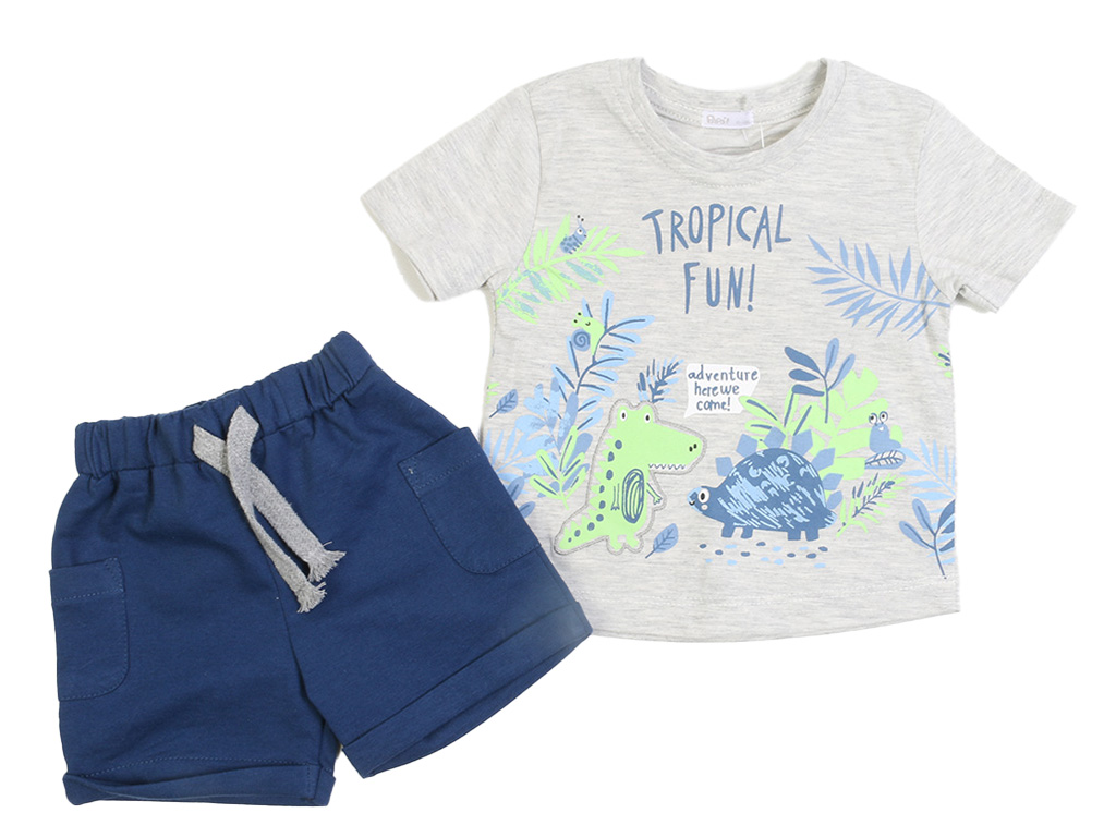 تیشرت و شلوارک پسرانه نوزادی طرح حیوانات پاپو papo