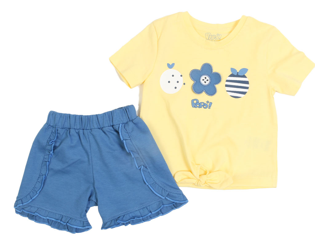 تیشرت و شلوارک دخترانه نوزادی طرح دار پاپو papo