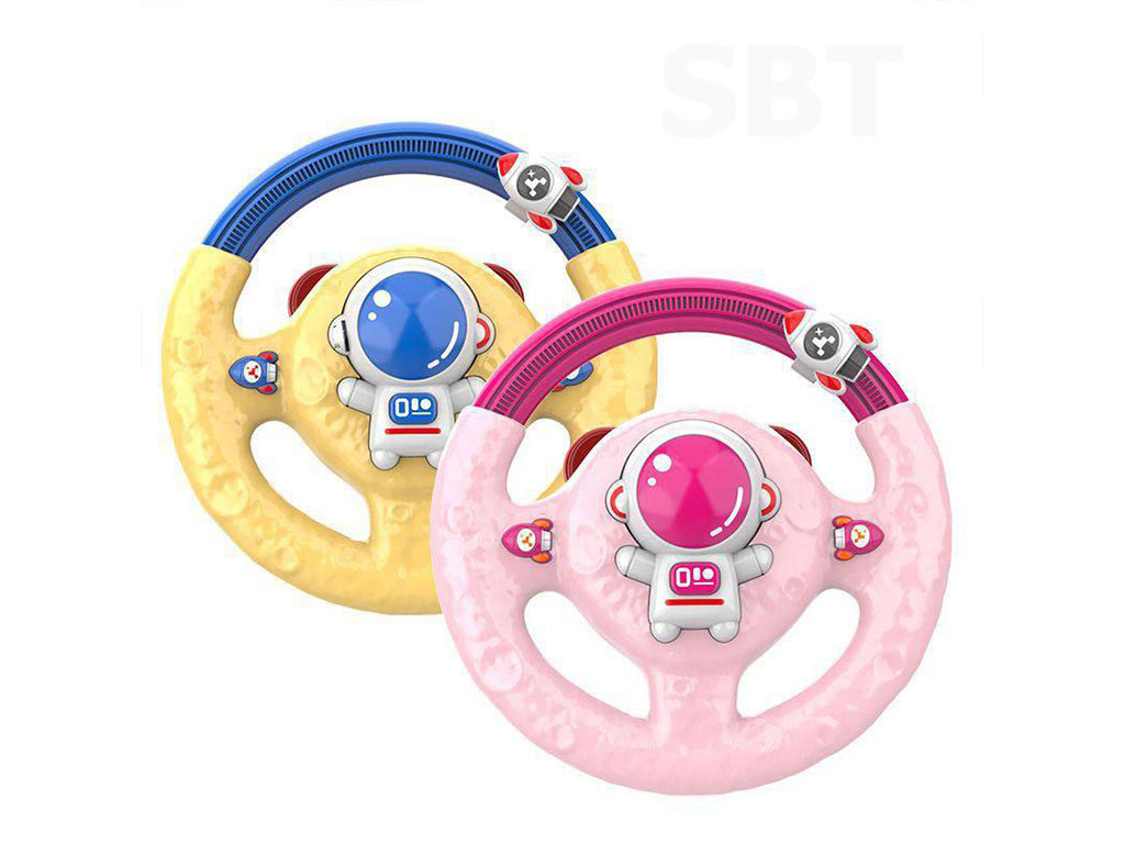 فرمان ماشین موزیکال و چراغ دار چسبان با چرخش 360 درجه طرح فضانورد اسباب بازی