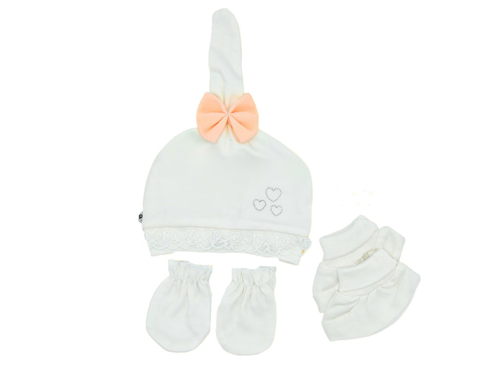 ست کلاه ، دستکش و پاپوش نوزادی دخترانه پاپو papo