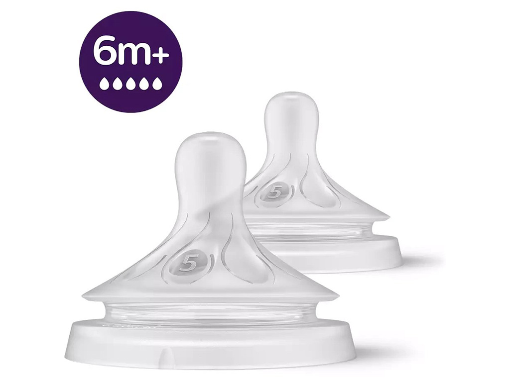 سر شیشه شیر نوزادی دو عددی بالای 6 ماه جریان 5 قطره مدل natural response اونت Avent (سری جدید)