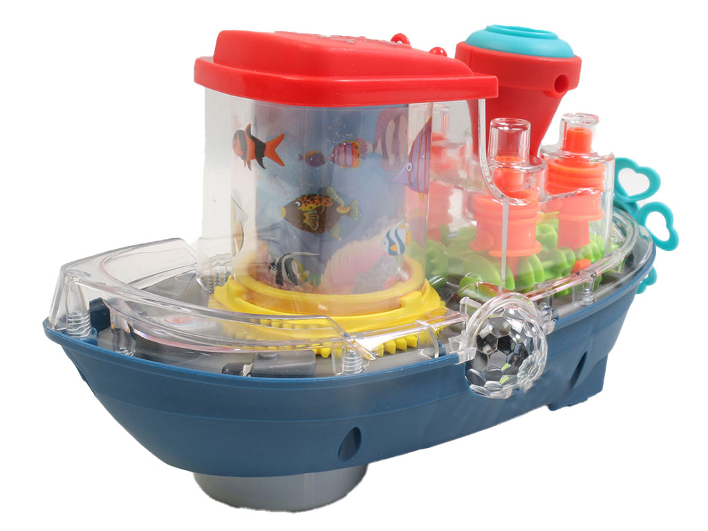 کشتی چرخ دنده ای حرکتی، موزیکال و چراغدار اسباب بازی دارای رقص نور