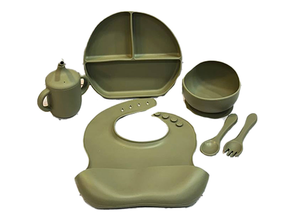 ست ظرف غذا تمام سیلیکونی چسبان 7 تکه نوزاد و کودک